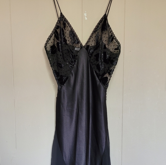 RARE VINTAGE Saks Fifth Avenue by designer Blanche Black Satin Chiffon Net Night - Picture 7 of 8